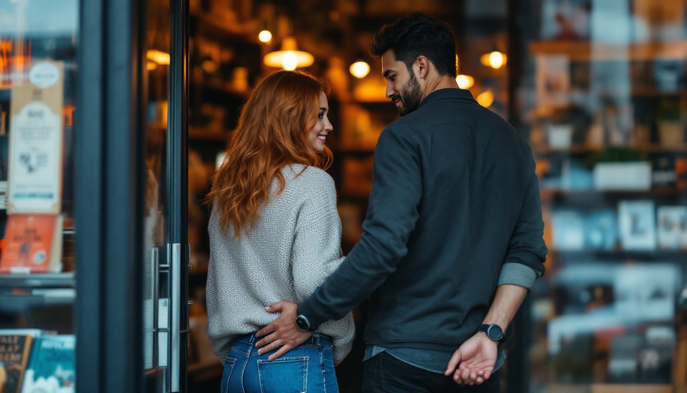 Touch Her In These 3 Ways To Trigger Instant Desire 40 Man Using Anchoring Touch On Woman’s Back To Create Safety And Connection.
