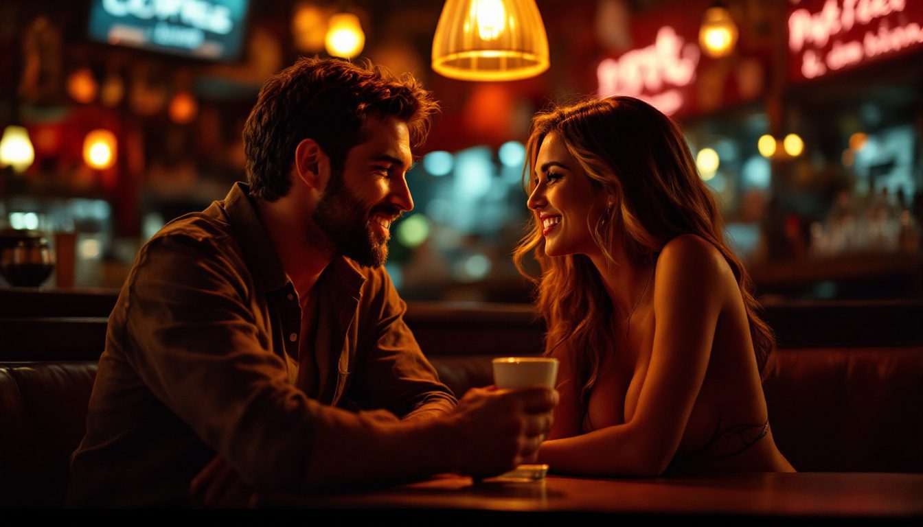 How To Master Storytelling To Attract Women And Build Instant Connection 21 A Confident Man Using Storytelling To Attract A Woman In A Cozy Setting, Building Deep Emotional Connection.