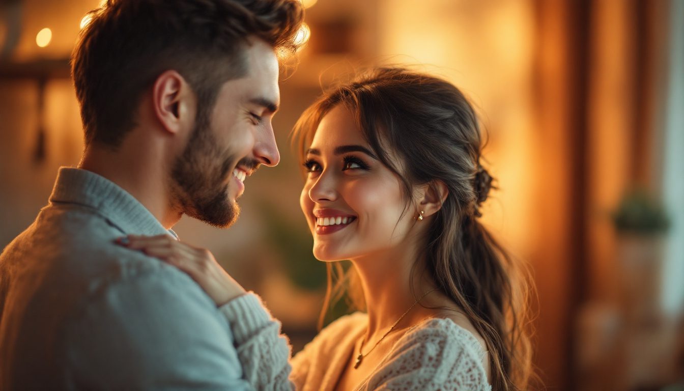 How Women Fall In Love: The Four-Step Process Revealed 26 A Woman Showing Deep Emotional Connection While Gazing Affectionately At A Man, Symbolizing The Stages Of How Women Fall In Love.
