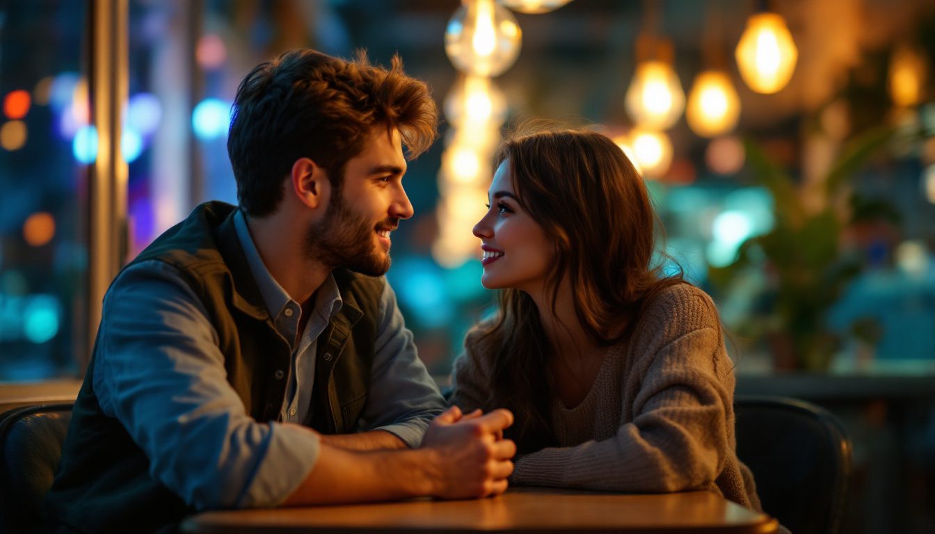 Awkward Silence Or Flirting Opportunity? How To Make The Most Of It 21 A Man And Woman Sharing A Silent Moment In A Café, Exchanging Deep Eye Contact And Romantic Tension Instead Of Awkwardness