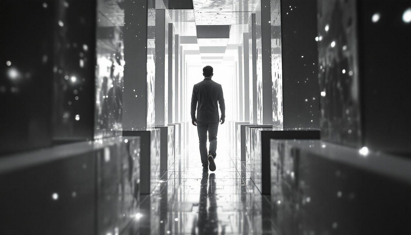 Rewire Your Unconscious Mind: Stop Self-Sabotaging Your Success With Women 24 The Science Of Self-Sabotage: A Man Trapped In A Maze Of His Own Limiting Beliefs, Symbolizing The Subconscious Mind Shaping Dating Reality.