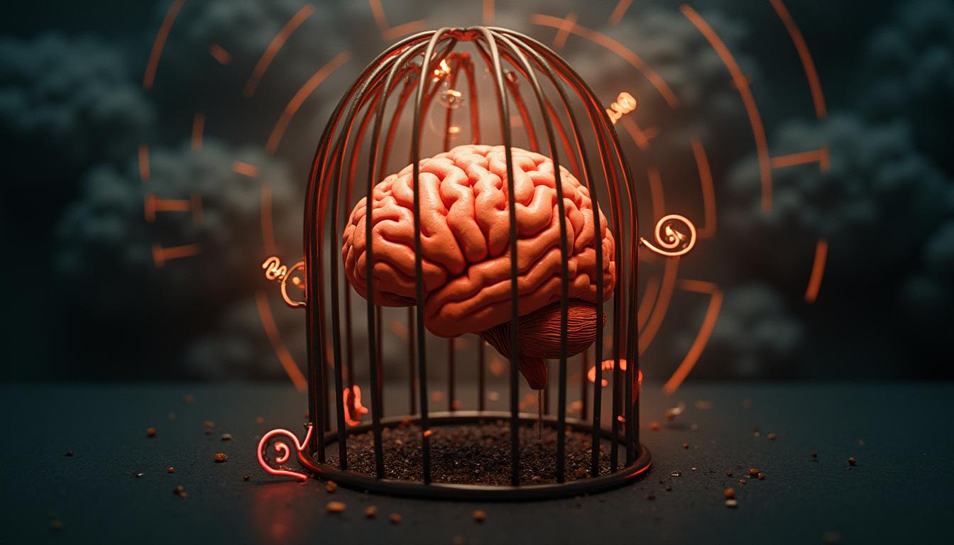 The Dark Psychology Behind The Red Pill: What You Need To Know 34 The Science Of Manipulation Behind The Red Pill—Illustration Of A Brain Trapped In A Cage, Symbolizing Psychological Biases And Persuasion Techniques.