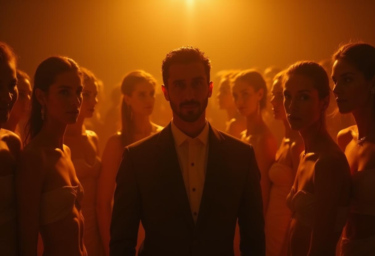 How To Eliminate Fear Of Rejection - And Become Rejection-Proof In Dating 27 Cinematic Portrait Of A Calm Confident Man Facing A Crowd, Warm Light, Sharp Focus On Eyes, Visual Metaphor For Courage And Emotional Control