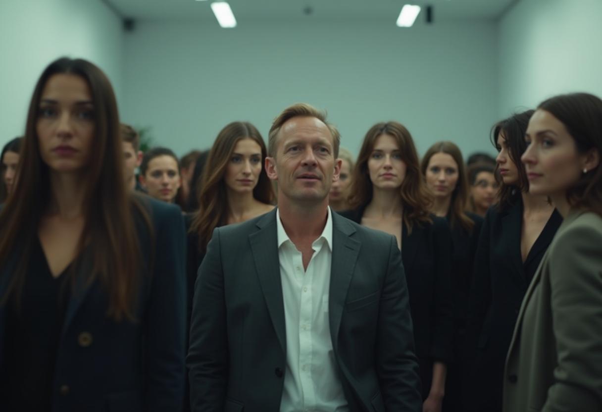 How To Eliminate Fear Of Rejection - And Become Rejection-Proof In Dating 26 Cinematic Portrait Of A Calm Confident Man Facing A Crowd, Warm Light, Sharp Focus On Eyes, Visual Metaphor For Courage And Emotional Control