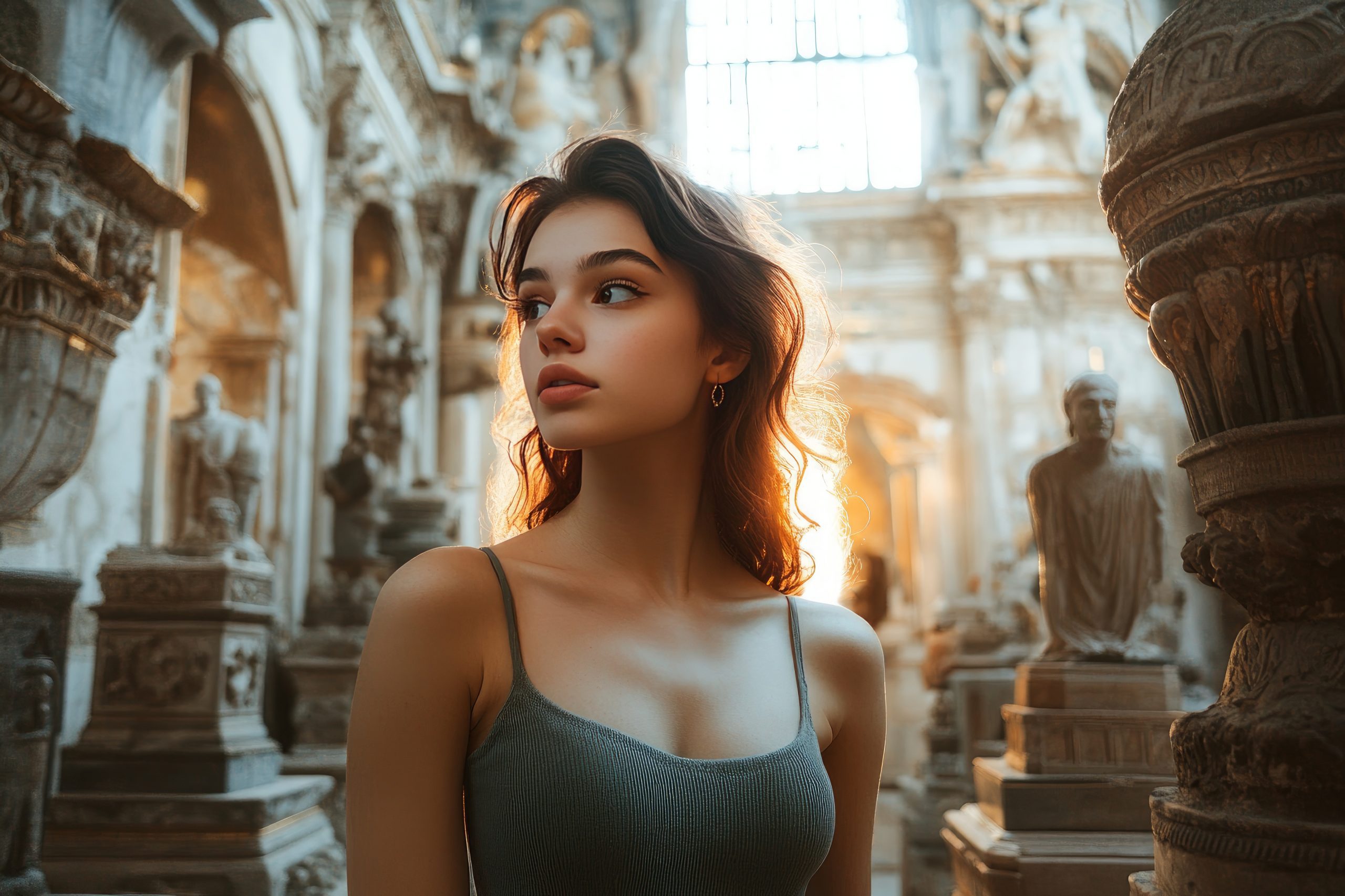 Am I Dating A Woman With Daddy Issues? (7 Signs To Look Out For) 21 Attractive-Slim-Young-Woman-With-Thoughtful-Perplexed-Expression-Ornate-Historical-Museum-Wi
