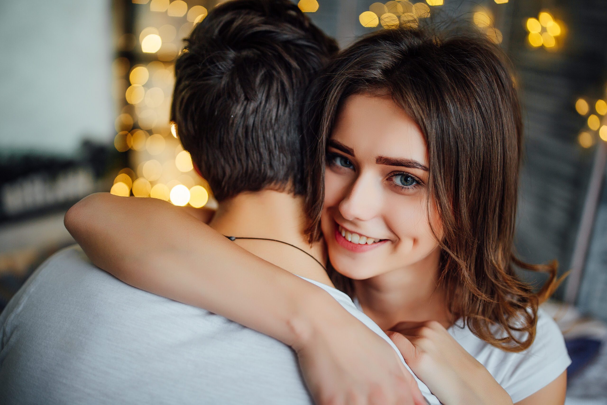 My Girlfriend Wants All My Time! How To Set Boundaries Without Losing Her 10 Attractive Woman Hugging Her Man, Photo Ob Back. Happy Cople!
