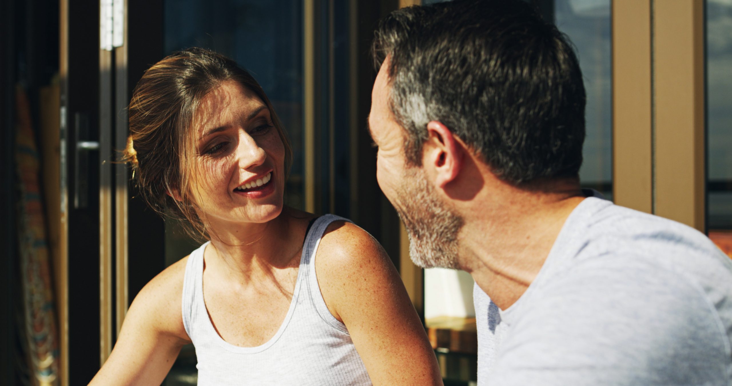 Nice Guy Behavior Patterns That Women Secretly Despise 21 Nice Guy Behavior Patterns - Porch, Couple And Breakfast With Smile At Hotel With Happy People, Fruit And Room Service. Morning, Marriage And Bonding Together With Food, Eating And Anniversary Trip On Patio With Summer Travel.