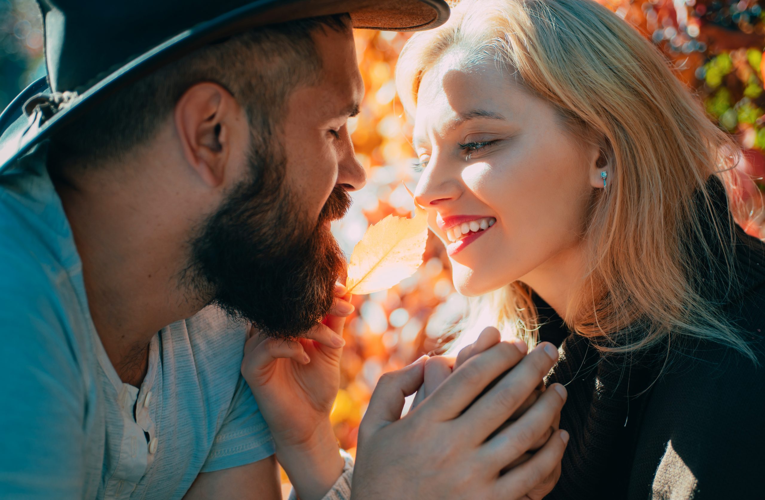 What Emotional Connection Really Means To Women - And How To Create It Fast 23 True Feelings. Parting With Sweetheart. Bearded Hipster Man And Tender Blonde Woman In Love. Couple In Love Happy Close Up Nature Background Defocused. Love In Air. Lovely Couple Smiling Each Other.