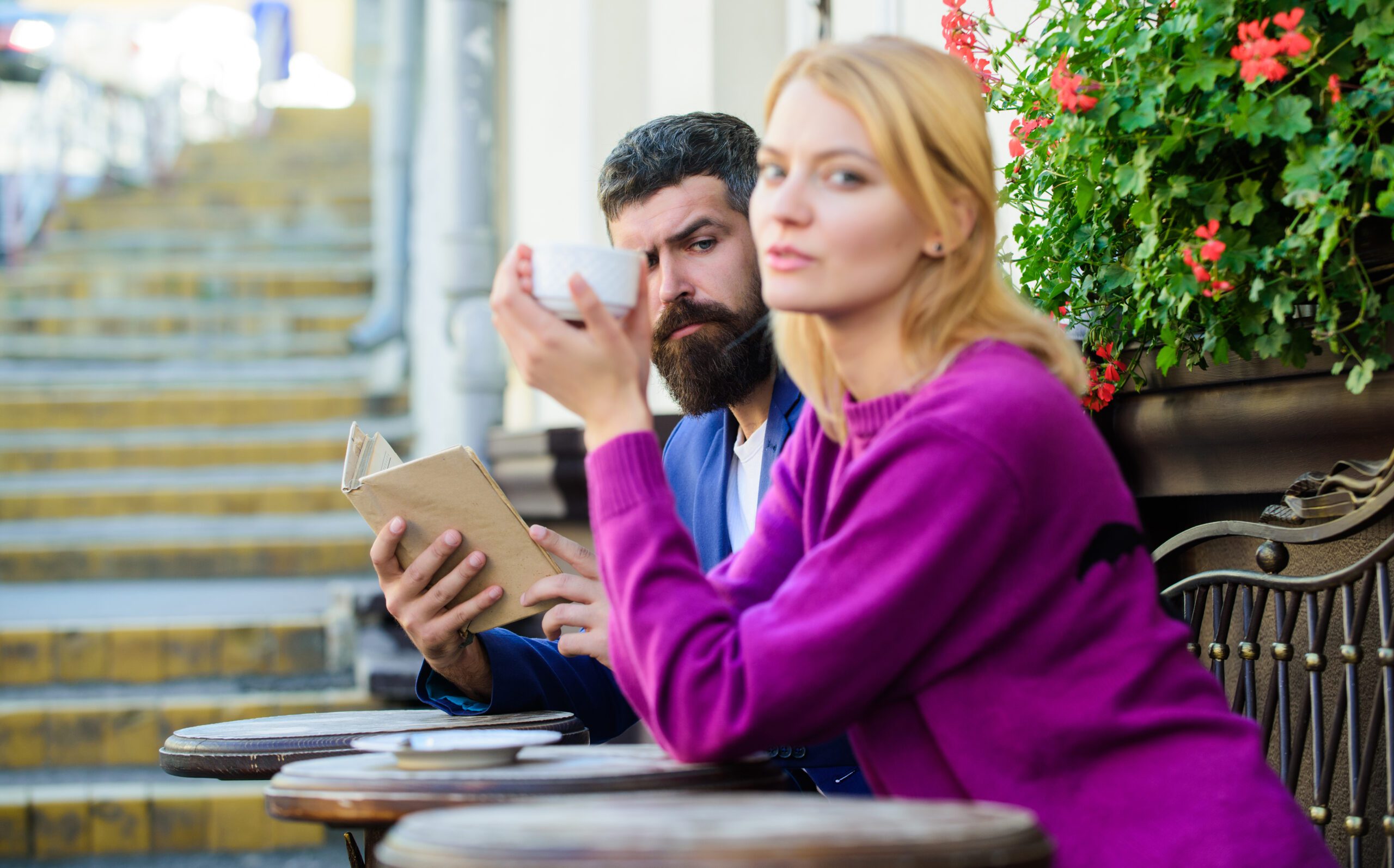 Playgirl Vs. Attention Seeker: How To Tell If She’s Serious Or Just Playing 28 Playgirl Vs. Attention Seeker: Weekend Together. Morning Coffee. First Meet Of Girl And Mature Man. Bearded Hipster And Girl Drink Coffee. Couple In Love On Romantic Date. Woman And Man With Beard Relax In Cafe. Family Weekend.