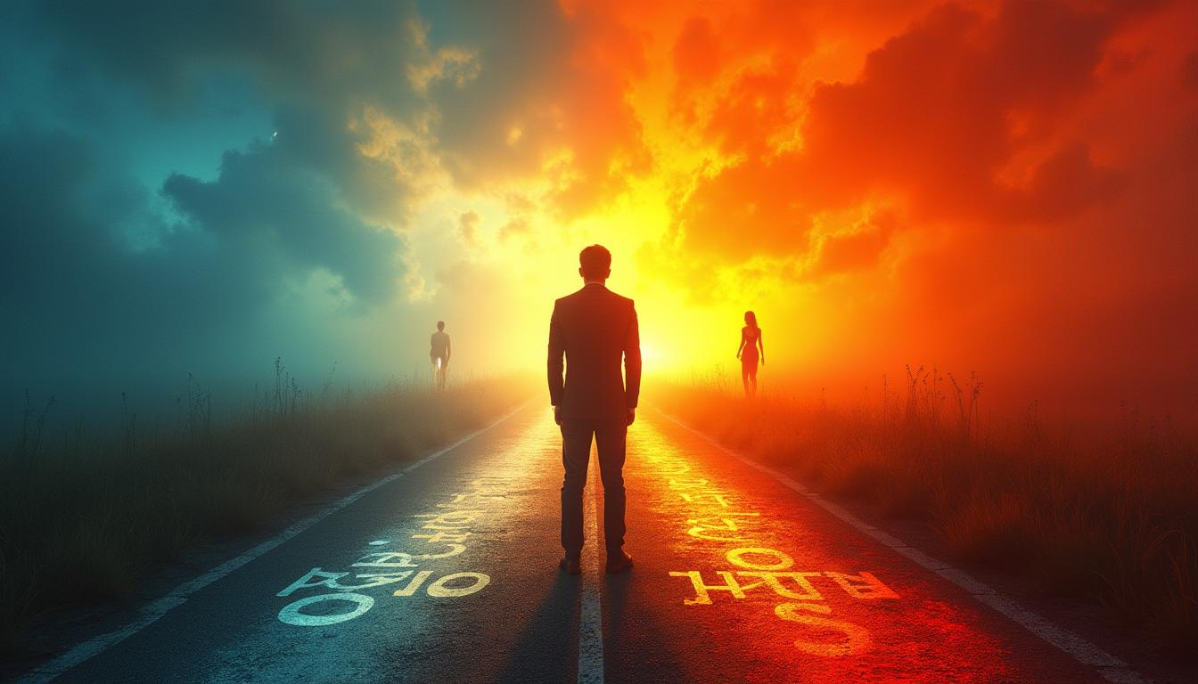 A man stuck between the friend zone and romance, illustrating the psychological dilemma of men navigating attraction and relationship dynamics.